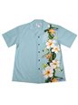 Ky&#39;s Tropical Hibiscus Side Panel Green Cotton Poplin Men&#39;s Hawaiian Shirt