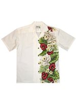 Ky's Anthurium & Orchid White Cotton Poplin Men's Hawaiian Shirt