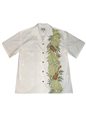 Ky&#39;s Ukulele Passion Green &amp; White Cotton Poplin Men&#39;s Hawaiian Shirt