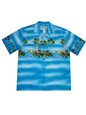 Ky&#39;s Light House Island Navy Blue Cotton Poplin Men&#39;s Hawaiian Shirt