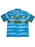 Ky's Light House Island Navy Blue Cotton Poplin Men's Hawaiian Shirt