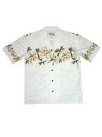 Ky's Orchid Row White Cotton Poplin Men's Hawaiian Shirt