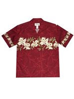 Ky's Orchid Row Red Cotton Poplin Men's Hawaiian Shirt
