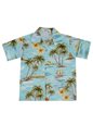 Ky&#39;s Vintage Hibiscus  Blue Cotton Poplin Boy&#39;s Hawaiian Shirt