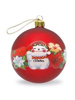 Island Heritage Holiday Lucky Cat 3 1/8"in Glass Ball Ornament