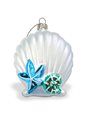 Island Heritage Silver Seashell Elegance Blue Collectible Glass Ornament