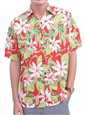 [Exclusive] Anuenue Tiare Red Poly Cotton Men&#39;s Hawaiian Shirt