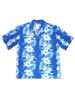 Ky's Floral Lei Navy Blue Cotton Poplin Men's Hawaiian Shirt