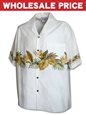 [Wholesale] Pacific Legend Anthurium White Cotton Men&#39;s Hawaiian Shirt