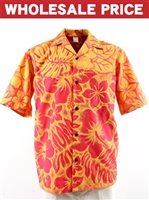 [Wholesale] Gradation Medley Orange Poly Cotton Men's Hawaiian Shirt