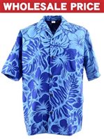 [Wholesale] Gradation Medley Navy Poly Cotton Men's Hawaiian Shirt