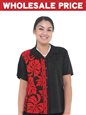 [Wholesale] Hilo Hattie Prince Kuhio Black&amp;Red Rayon Women&#39;s Hawaiian Shirt