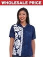 [Wholesale] Hilo Hattie Prince Kuhio Navy/White Rayon Women&#39;s Hawaiian Shirt