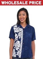 [Wholesale] Hilo Hattie Prince Kuhio Navy/White Rayon Women's Hawaiian Shirt