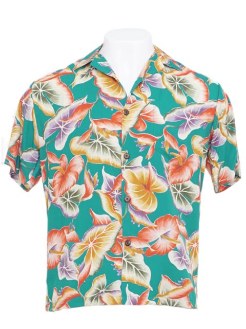 Hilo Hattie Alani Green Rayon Men's Hawaiian Shirt | AlohaOutlet