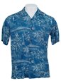 Two Palms Etches of Hawaii Navy Rayon Men&#39;s Hawaiian Shirt
