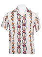 Two Palms Hula Dolls Cream Rayon Men&#39;s Hawaiian Shirt