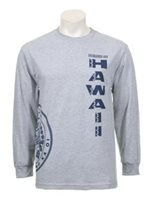 State of Hawaii  Gray Cotton Men's Hawaiian Long Sleeve T-Shirt