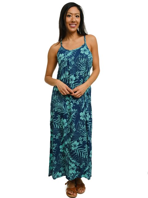 Napua Collection Honolulu Hibiscus Blue Rayon Racer Back O Ring Maxi Dress Alohaoutlet Napua Collection Honolulu Hibiscus Blue Rayon Racer Back O Ring Maxi Dress Alohaoutlet