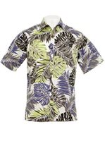 【Aloha Outlet限定】 Anuenue メンズ アロハシャツ [モンステラリーフ/ライム&チャコール/ポリコットン]