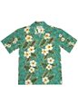 Ky&#39;s Hibiscus Panel Green Cotton Poplin Men&#39;s Hawaiian Shirt