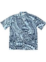 Aloha Republic Sacred Inks of Hawaii Nei Blue Cotton Men's Hawaiian Shirt