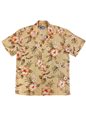 Paradise Found Hibiscus Garden Peach Rayon Men&#39;s Hawaiian Shirt