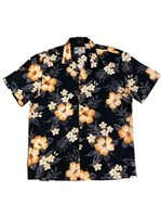 Paradise Found Hibiscus Garden Black Rayon Men's Hawaiian Shirt