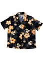 Paradise Found Hibiscus Garden Black Rayon Women&#39;s Hawaiian Shirt