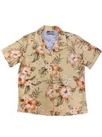 Paradise Found Hibiscus Garden Peach Rayon Women's Hawaiian Shirt