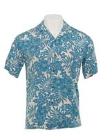 Ky's Hidden Hibiscus Garden Navy Rayon Men's Hawaiian Shirt
