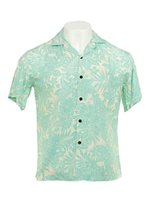 Ky's Hidden Hibiscus Garden Green Rayon Men's Hawaiian Shirt
