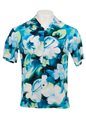 Ky&#39;s Splach Hibiscus  Turquoise Rayon Men&#39;s Hawaiian Shirt