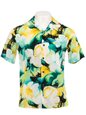 Ky&#39;s Splach Hibiscus  Yellow Rayon Men&#39;s Hawaiian Shirt