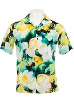 Ky's Splach Hibiscus  Yellow Rayon Men's Hawaiian Shirt