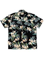 Paradise Found Orchid Ginger Black Rayon Men's Hawaiian Shirt