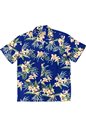 Paradise Found Orchid Ginger Blue Rayon Men&#39;s Hawaiian Shirt