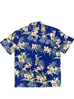 Paradise Found Orchid Ginger Blue Rayon Men's Hawaiian Shirt