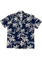 Waimea Casuals Canoe Navy Cotton Men's Hawaiian Shirt