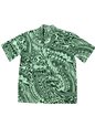 Aloha Republic Sacred Inks of Hawaii Nei Green Cotton Men&#39;s Hawaiian Shirt