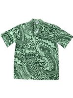 Aloha Republic Sacred Inks of Hawaii Nei Green Cotton Men's Hawaiian Shirt