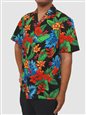 Aloha Republic Floral Hipster Black Cotton Men&#39;s Hawaiian Shirt