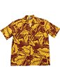 Aloha Republic Polynesian Monarchy  Yellow Cotton Men&#39;s Hawaiian Shirt