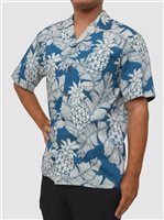 Aloha Republic Vintage Pineapple Denim Cotton Men's Hawaiian Shirt