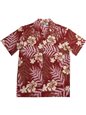 Aloha Republic Pacific Garden Rust Cotton Men&#39;s Hawaiian Shirt