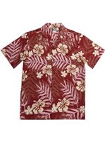 Aloha Republic Pacific Garden Rust Cotton Men's Hawaiian Shirt