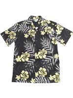 Aloha Republic Pacific Garden Charcoal Black Cotton Men's Hawaiian Shirt