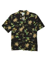 Two Palms Turtle Black Rayon Men's Hawaiian Shirt