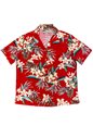 Paradise Found Orchid Ginger Red Rayon Women&#39;s Hawaiian Shirt