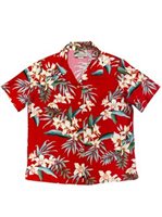 Paradise Found Orchid Ginger Red Rayon Women's Hawaiian Shirt